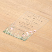 Vlinder Bloemen Bruiloft Acryl Uitnodigingen (Laagn)