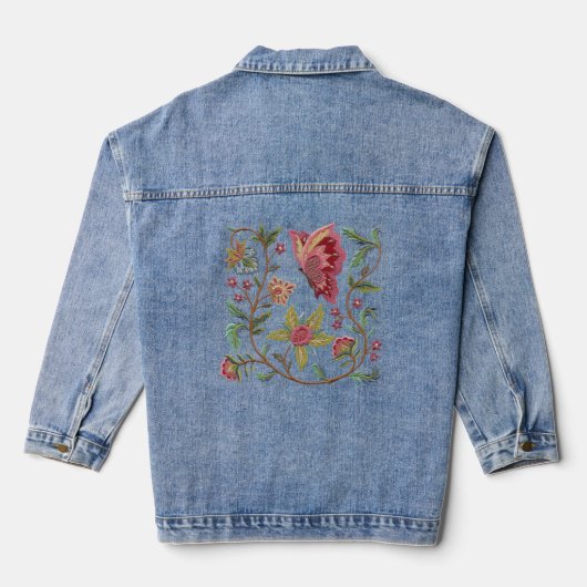 Vlinder bloemen denim jacket (Achterkant)