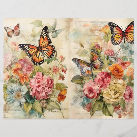  Vlinder & Bloemen Dubbelzijdig plakboek (Achterkant)