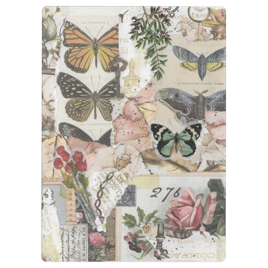 Vlinder Bloemen Ephemera Decoupage Klembord (Achterkant)