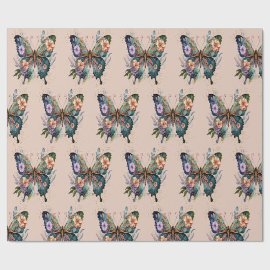 Vlinder & Bloemen Inpakpapier (Vlak)