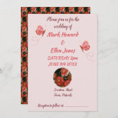 Vlinder Bloemen Koraal Bruiloft Kaart (Voorkant / Achterkant)