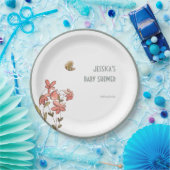 Vlinder Bloemen Meisje Baby shower Papieren Bordje (Feest)