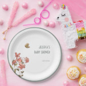 Vlinder Bloemen Meisje Baby shower Papieren Bordje (Feest)