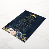 Vlinder Bloemen Navy Roze Quinceanera Folie Uitnodiging (Gedraaid)