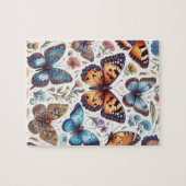 Vlinder Bloemen Patroon natuur Art Legpuzzel (Horizontaal)