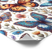 Vlinder Bloemen Patroon natuur Art Poster (Hoek)