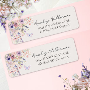 Vlinder Bloemen Retouradres Etiket