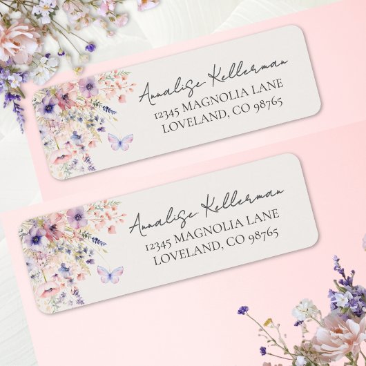 Vlinder Bloemen Retouradres Etiket