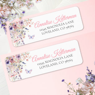 Vlinder Bloemen Retouradres Sticker