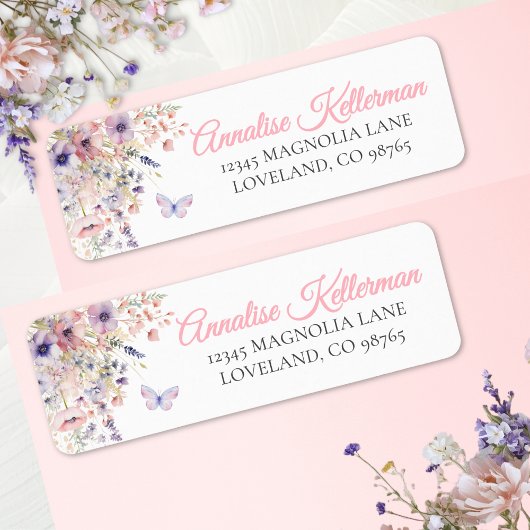 Vlinder Bloemen Retouradres Sticker