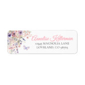 Vlinder Bloemen Retouradres Sticker (Voorkant)