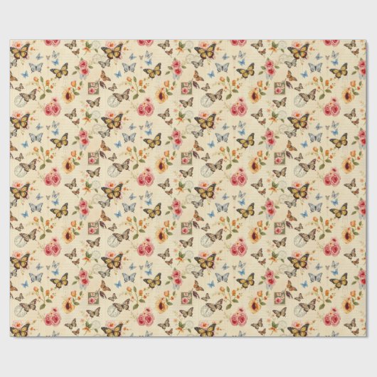  vlinder & bloemen Rolled Gift Wrap Cadeaupapier (Vlak)