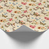  vlinder & bloemen Rolled Gift Wrap Cadeaupapier (Hoek)