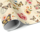 vlinder & bloemen Rolled Gift Wrap Cadeaupapier (Rol Hoek)