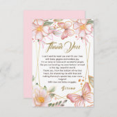 Vlinder & Bloemen Roze Heerlijk Dank u kaart (Voorkant / Achterkant)