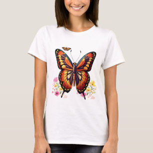 Vlinder, bloemen t-shirt