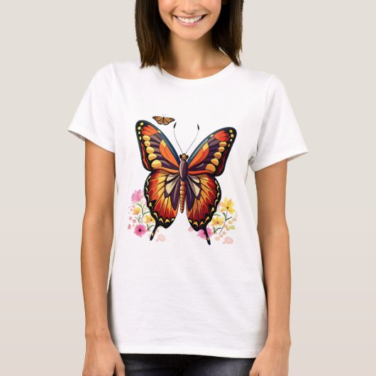 Vlinder, bloemen t-shirt (Voorkant)