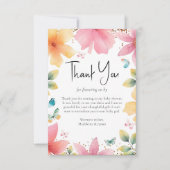 Vlinder Bloemen Waterverf Baby shower Bedankkaart (Voorkant)