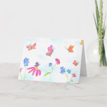 Vlinder & Bloemen Wenskaart (Blank Binnenkant)