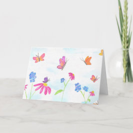Vlinder & Bloemen Wenskaart (Blank Binnenkant) Kaart