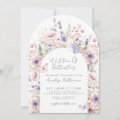 Vlinder Bloemen Wilde Bloemen Bruidsfeest Kaart (Voorkant)