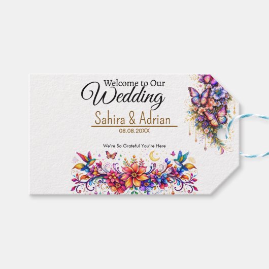 Vlinder Bloemengeschenktas - Aanpassing mogelijk Cadeaulabel (Voorkant (Horizontaal))