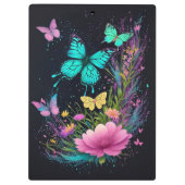 vlinder bloemengroen geel roze schattige leraar klembord (Achterkant)