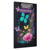 vlinder bloemengroen geel roze schattige leraar klembord (Rechts)