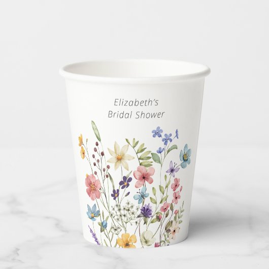 Vlinder Bloementuin Bruidsfeest Papieren Bekers (Achterkant)