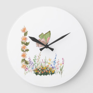 Vlinder & Bloementuin Wandklok – Zachte Pi
