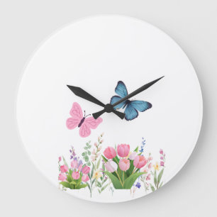 Vlinder & Bloementuin Wandklok – Zachte Pi