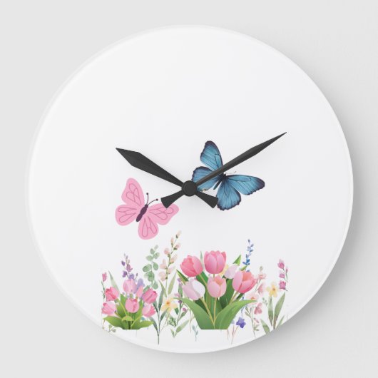 Vlinder & Bloementuin Wandklok – Zachte Pi (Voorkant)