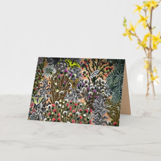 Vlinder bloementuin wilg illustratie kaart (Gele Bloem)