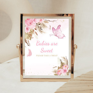 Vlinder Bloemige Baby Shower Babies zijn Schattig Poster