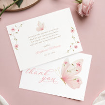 Vlinder Bloemige Baby Shower Bedankkaart
