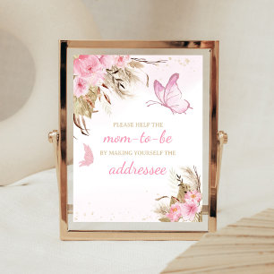 Vlinder Bloemige Baby Shower Envelopestation Bord Poster
