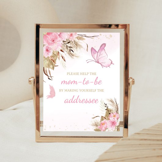 Vlinder Bloemige Baby Shower Envelopestation Bord Poster