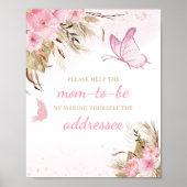 Vlinder Bloemige Baby Shower Envelopestation Bord Poster (Voorkant)