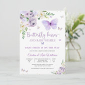 Vlinder Bloemige Baby Shower Uitnodiging (Staand voorkant)