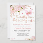 Vlinder Bloemige Baby Shower Uitnodiging (Voorkant)