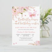 Vlinder Bloemige Baby Shower Uitnodiging (Staand voorkant)
