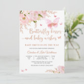 Vlinder Bloemige Baby Shower Uitnodiging (Staand voorkant)