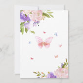 Vlinder Bloemige Baby Shower Uitnodiging (Achterkant)