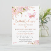 Vlinder Bloemige Baby Shower Uitnodiging (Staand voorkant)