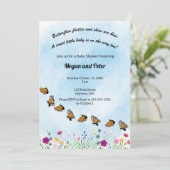 Vlinder Bloemige Baby Shower Uitnodiging (Staand voorkant)