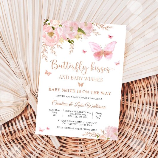 Vlinder Bloemige Baby Shower Uitnodiging