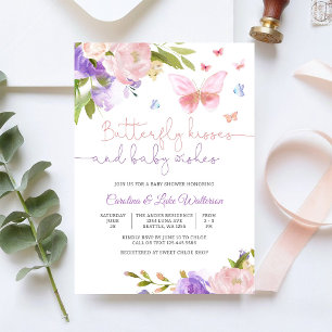 Vlinder Bloemige Baby Shower Uitnodiging