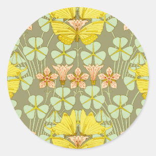 Vlinder Bloemige Botanische Kleurrijk Ronde Sticker