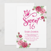 Vlinder Bloemige Sweet 16 Uitnodiging (Voorkant / Achterkant)